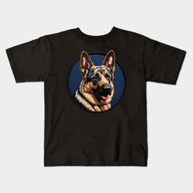 German Shepherd Embroidered Patch Kids T-Shirt by Xie